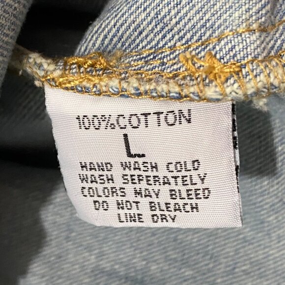 Fashion Nova Womens Jean Jacket L Ripped Distressed Boho Festival Grunge Denim - Picture 4 of 5